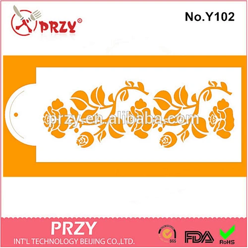 Eco-friendly Y0102 plastic flower fondant cake decorating stencil