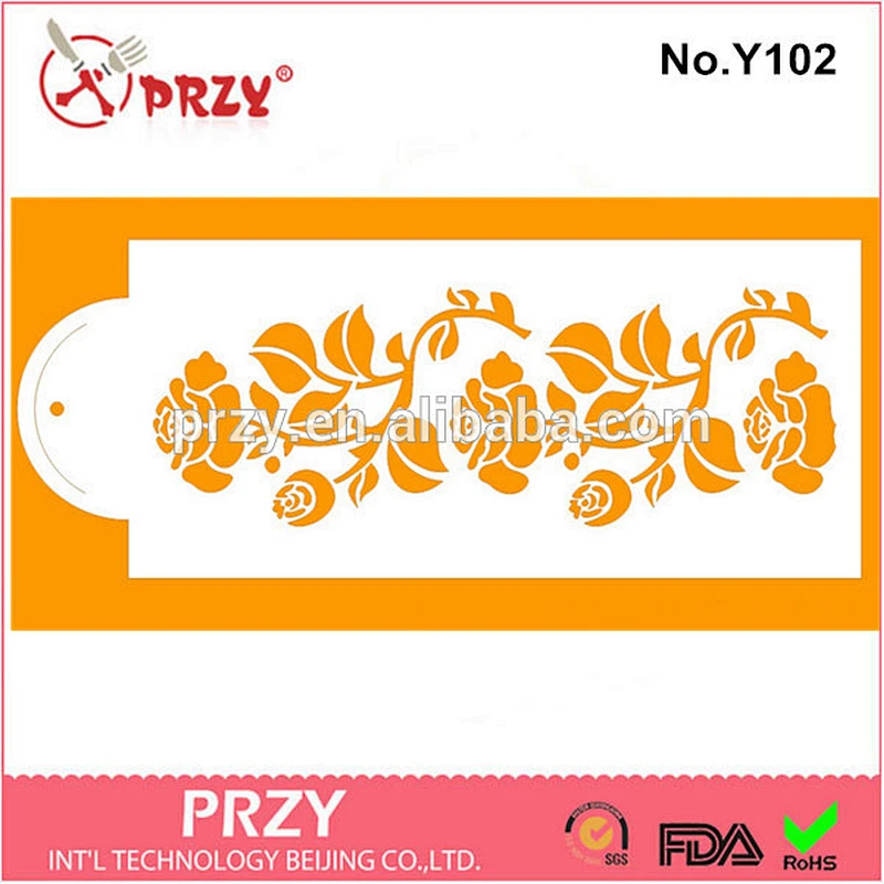 Eco-friendly Y0102 plastic flower fondant cake decorating stencil