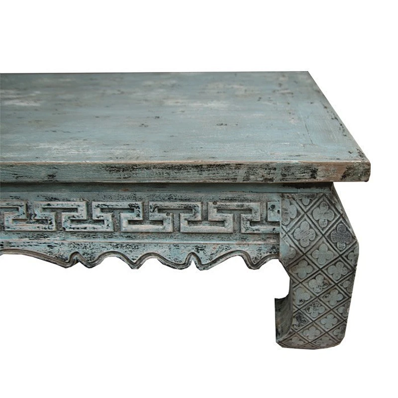 Chinese antique carved green low tea/coffee table wholesale furniture
