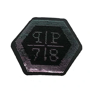 Alibaba china supplier black and silver custom sequin patch