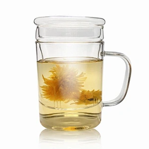 China Supplier Hot Sale Borosilicate Glass Pot Customized Logo Tea Pot with Infuser 400ml Handmade Heat-resistant Glass Tea Pot