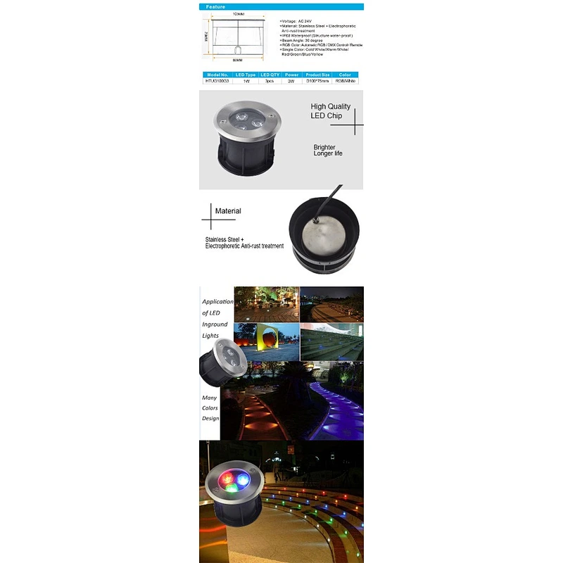RGB 12V 24V IP68 Buried Lumiere In Ground Well Lights led underground lamp