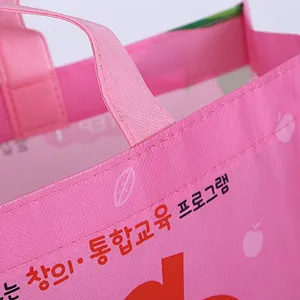 Wholesale pink printed non-woven bag for shopping