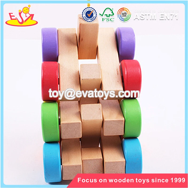 Wholesale colorful interesting wooden push cart toy for kids W03B027A