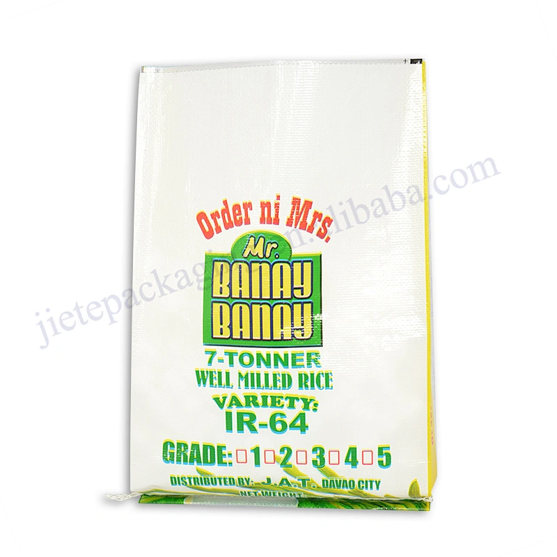 Plastic design printed bopp laminated 5kg pp woven rice packaging bag with D handle size:35*45cm