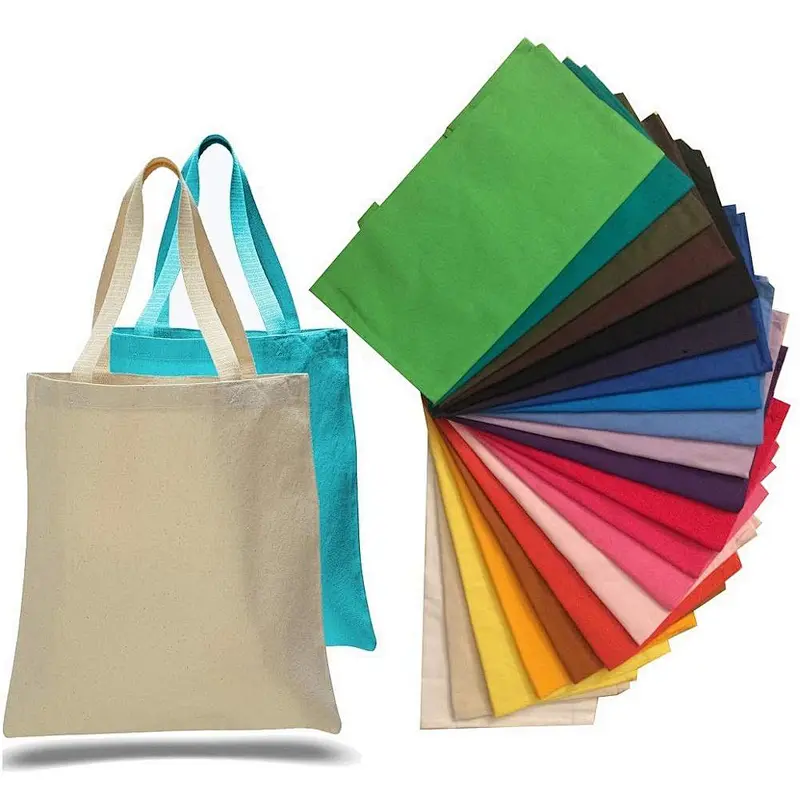 2019 Customise Personalized Natural Cotton Canvas Tote Bag With Outside Pockets