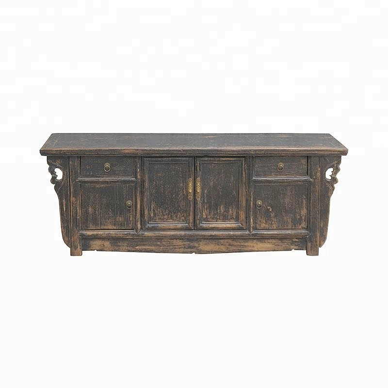 chinese antique rustic lacquered TV console furniture