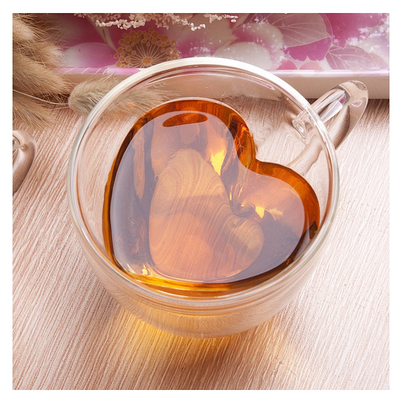2018 China wholesale price heat shaped glass coffee wine cup double wall resistant heat mug