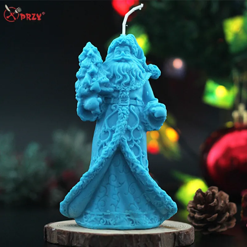 PRZY 3D Santa Candle Silicone Mold Christmas DIY Handmade Soap Molds Crafts Clay Christmas Resin Decorating Tool