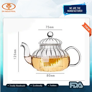 2018 hot selling borosilicate 350 ml glass tea kettle with tea cups,glass tea pot with infuser