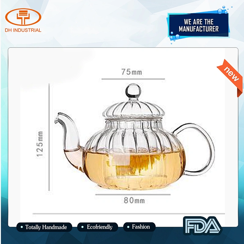2018 hot selling borosilicate 350 ml glass tea kettle with tea cups,glass tea pot with infuser