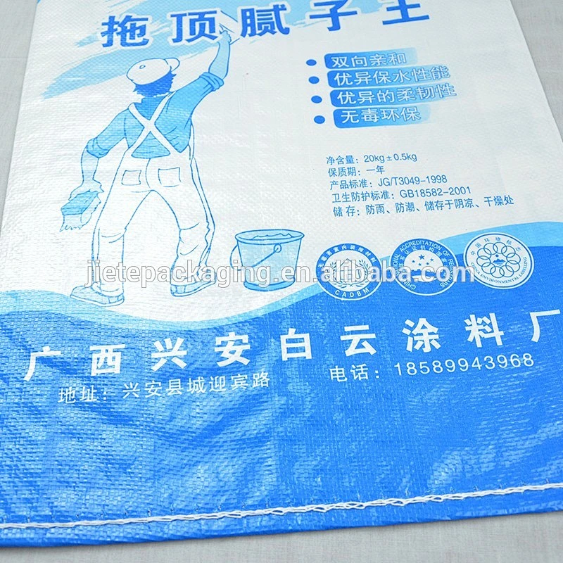 Clear PP woven bags printing custom design cement, putty bag