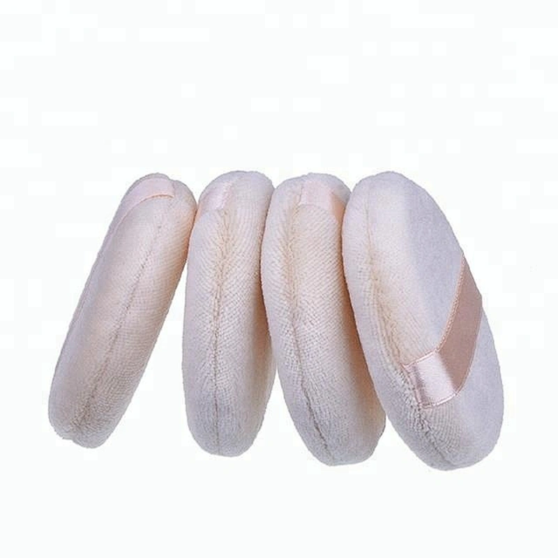 Customized Logo Makeup Blush Powder Puff With Silk Ribbon