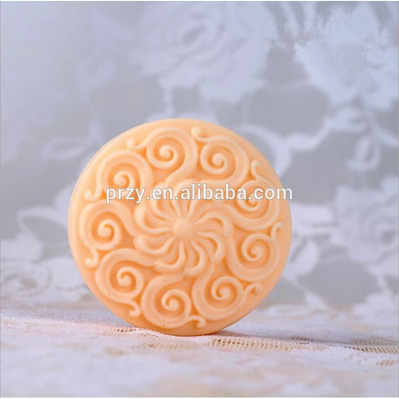 Decorative pattern round shape silicone soap mold handmade soap mold