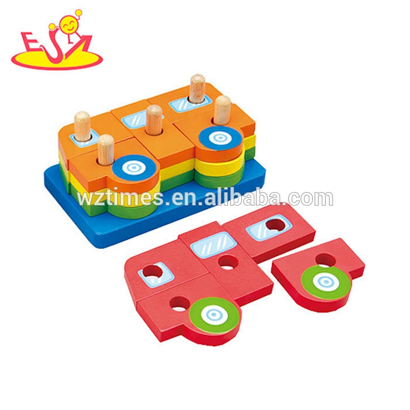 Hölzerne stapelnde Turmblöcke des Großhandelsspielzeugs moderne Kinder, die Turmblöcke W13D039 stapeln
