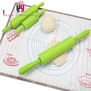wholesale custom wooden handle colorful silicone rubber rolling pins