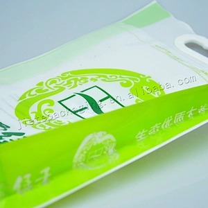 Customized plastic pe rice vacuum bag with plastic handle