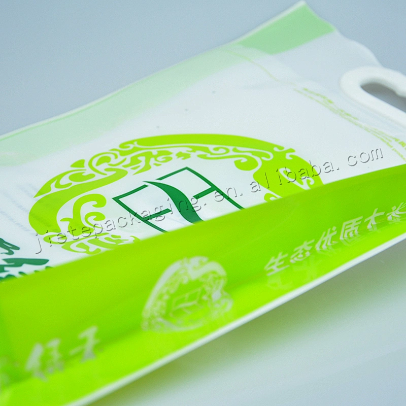 Customized plastic pe rice vacuum bag with plastic handle