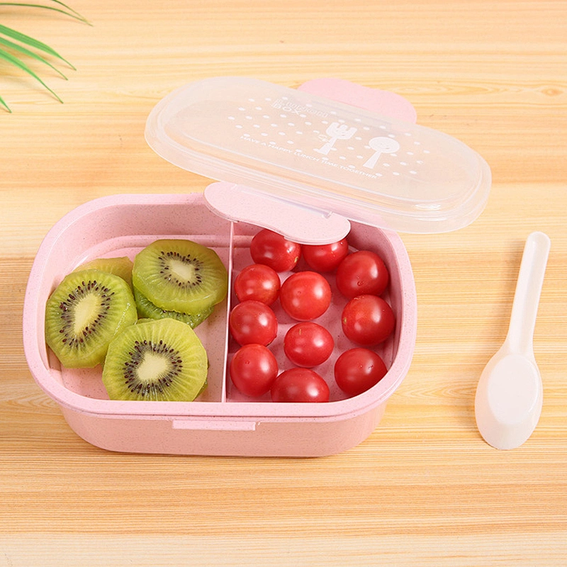 Free Sample Healthy Safe Insulated Leakproof Lunch Box Eco Friendly Wheat Fiber Bento Box Double Layers Plastic Food Container