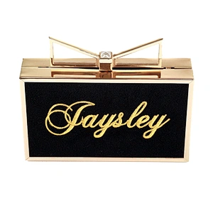 Custom made personalized embroidered name bag women clutch bag