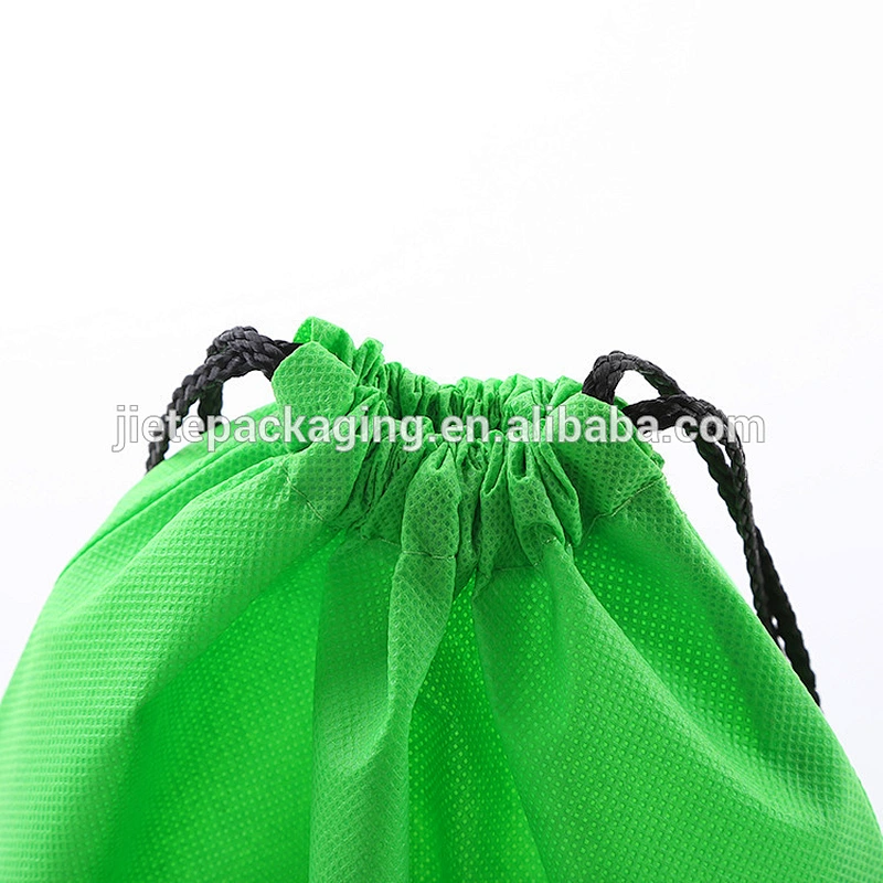 Green cheap fabric string non woven shoe bag