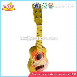 Wholesale popular electric kids wooden guitar toy early learning musical kids wooden guitar W07H016