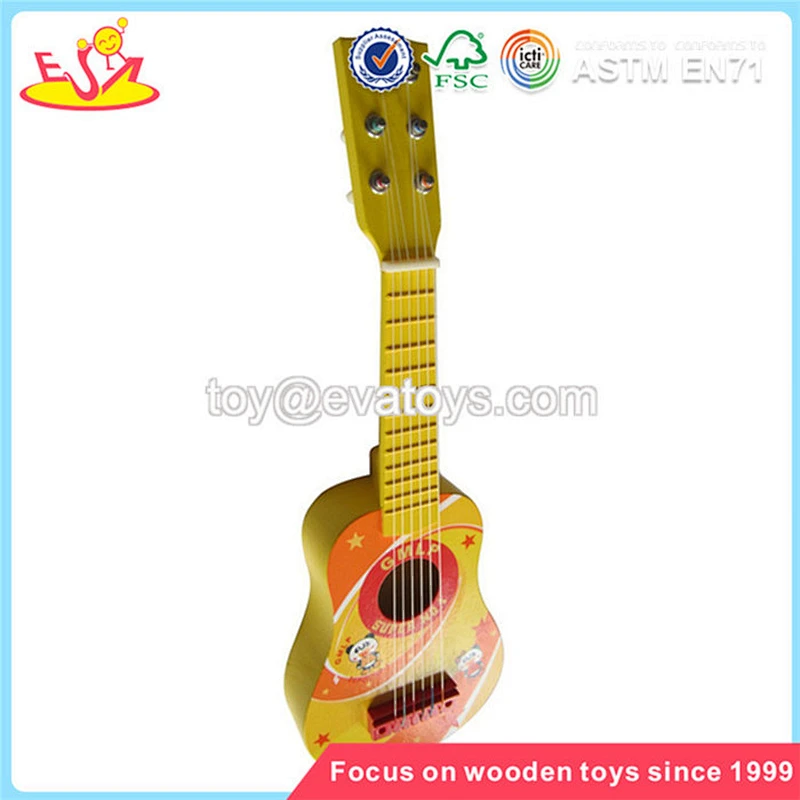 Wholesale popular electric kids wooden guitar toy early learning musical kids wooden guitar W07H016