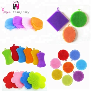 Antibacterial 3 Pack Silicone Dish Washing Scrubber For Kitchen Wash