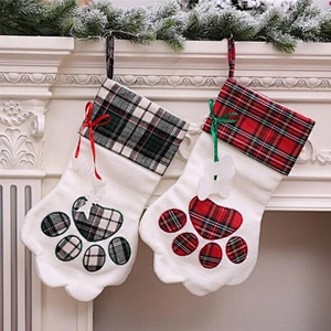 Wholesale Beautiful Decoration Christmas Stocking Adorable Dog's Paw Christmas Santa Claus Stocking Christmas Gift Pendant