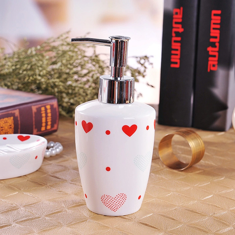 5 Pieces of Ceramic Bathroom Accessories Set Factory Directly Promotional Bathroom Toothbrush Cup Set Gold Line