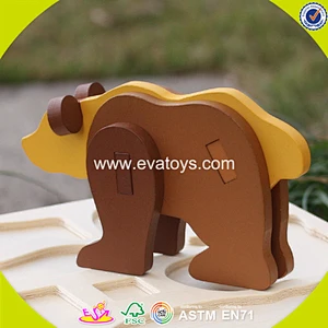 2018 New design baby wooden animal puzzle diy kids wooden animal puzzle funny children wooden animal puzzle W14G039