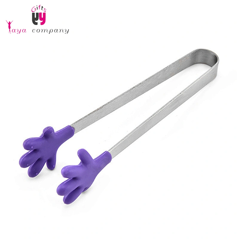 Kitchen Tools Stainless Steel Silicone Ice Tong For Ice Cube Maker Genie