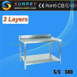 Modern stainless steel restaurant dining work table with undershelf (SY-WT89BS SUNRRY)
