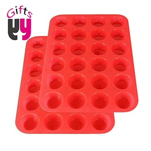 Mini Muffin Silicone 24 Non Stick Silicone Molds Pan Round cupcake baking mould