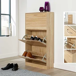 Melamine board shoe cabinet with 3 drawers with MDF