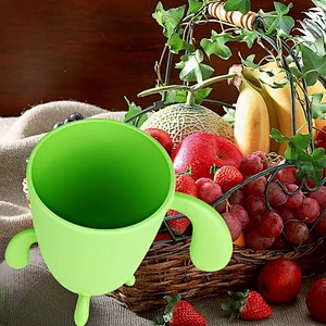 Mugs & Spoon Set 4-piece for Drinking Coffee / Tea / Beverage, Creative Cactus Shape, Plastic Stacking Small Cups Mugs for Cute