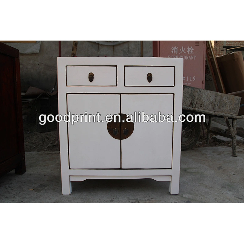 chinese antique furniture 2 drawer 2 door White cabinet