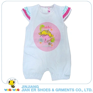 Summer short sleeve girls clothes white baby romper
