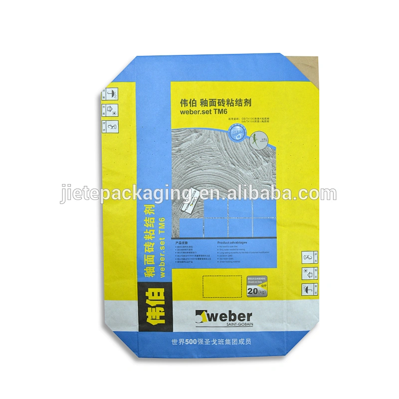 High quality 50kg 20kg polypropylene woven, kraft paper valve bag packing cement, glue, mortar