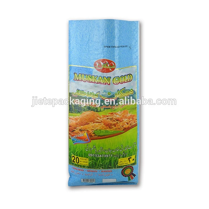 customized design reusable pp woven rice food bags 25kg 20kg