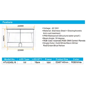 Premium IP68 Waterproof Buried Recessed LED Underground Light 18W White LED Inground Light