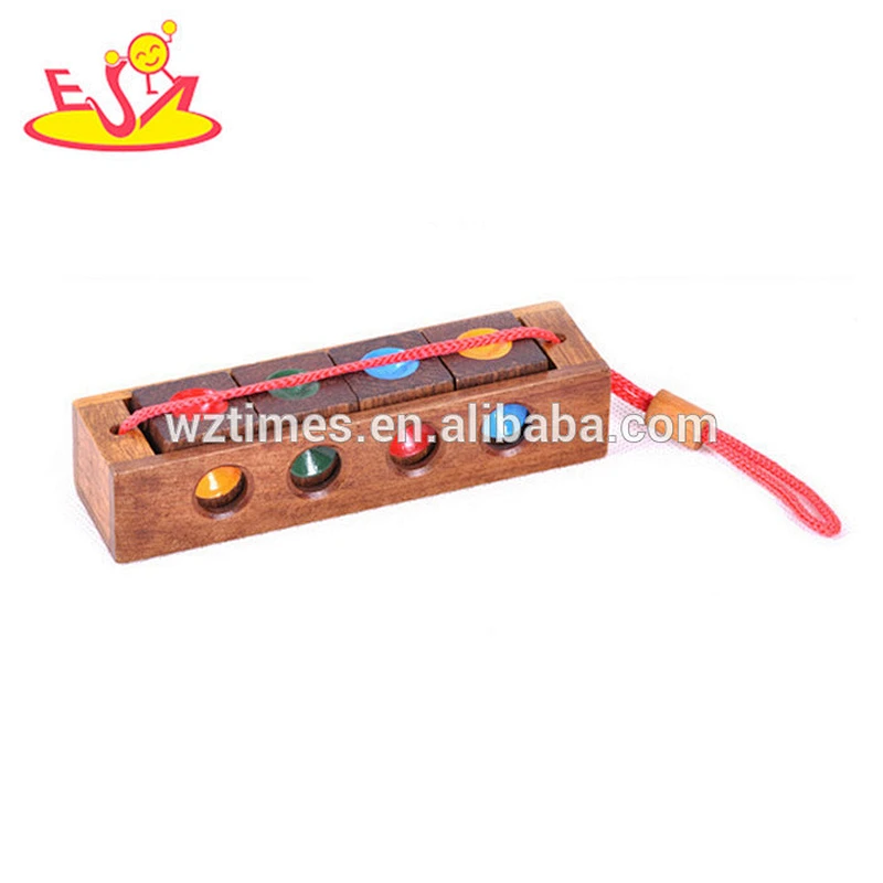 Wholesale educational brain teaser wooden unlocked 3d cube puzzle toy for kids W11C027