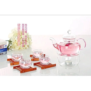 Heat Resistant Glass Drinking Tea Set High Borosilicate Tea Cup Pot Set Customized Logo Gift for Mother's Day