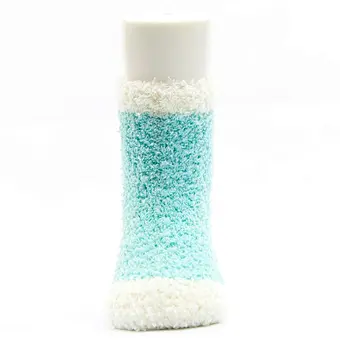baby colorful double cuff pompoms thick cotton winter socks