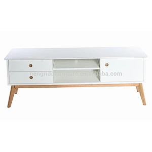 scandinavian white MDF solid legs oak TV Stand with Cabinet & Drawers