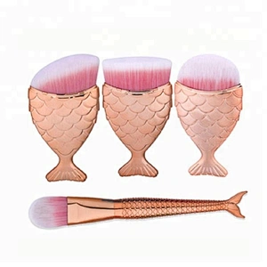 Wholesale Fish Shape Design 4pcs Makeup Foundation Brush Set Custom Logo