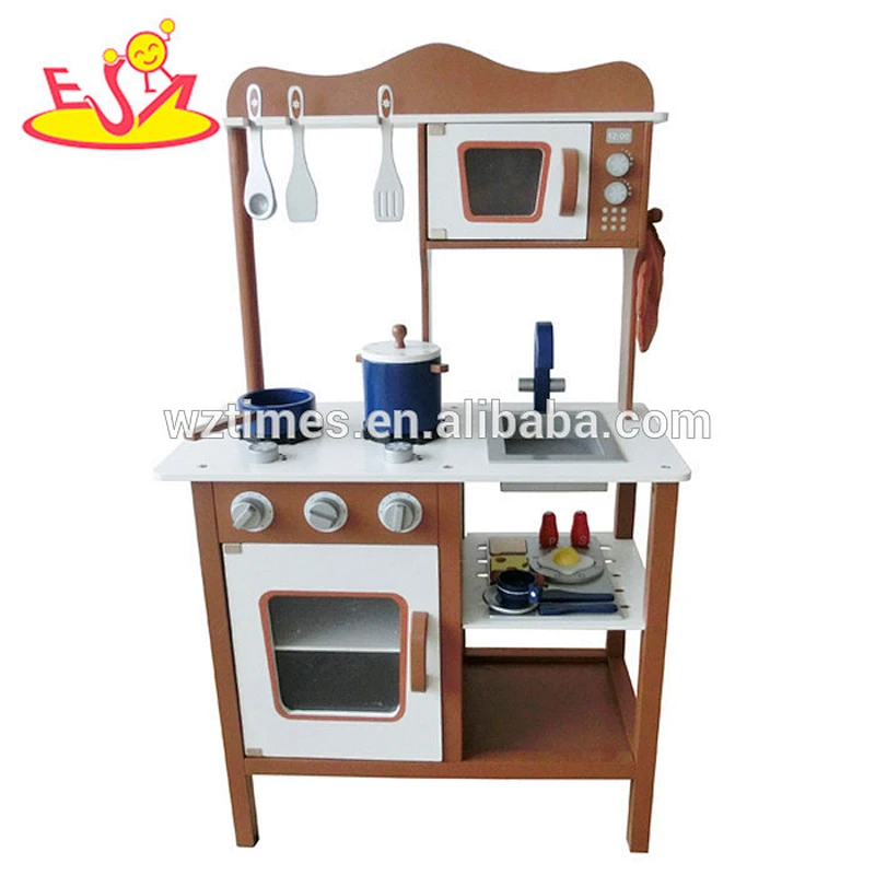 Wholesale customize pink color wooden girl kitchen toy for children W10C045