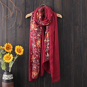 2019 New style hand embroidery scarf design women embroidered scarf