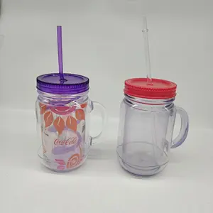 24 OZ Mason Jar Custom Tumbler with Straw and Lid