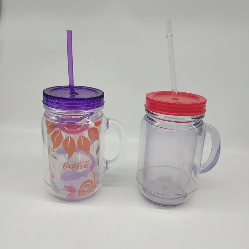 24 OZ Mason Jar Custom Tumbler with Straw and Lid